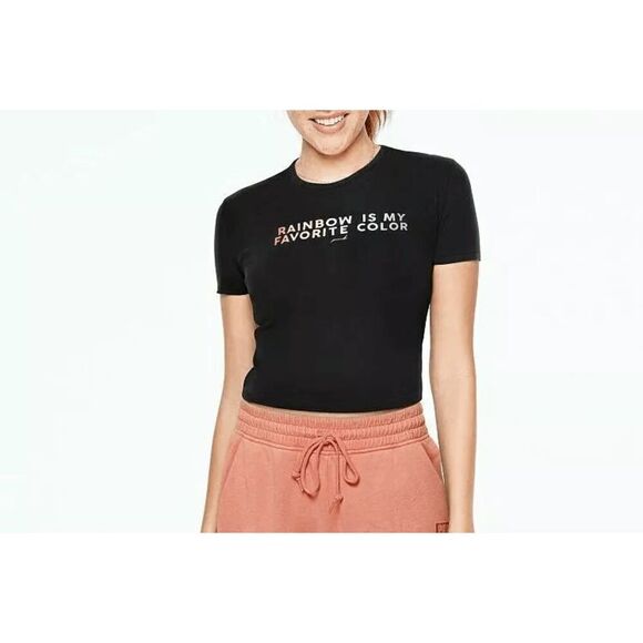 Victoria's Secret PINK SHORT SLEEVE CROP TEE LARGE - Picture 3 of 6